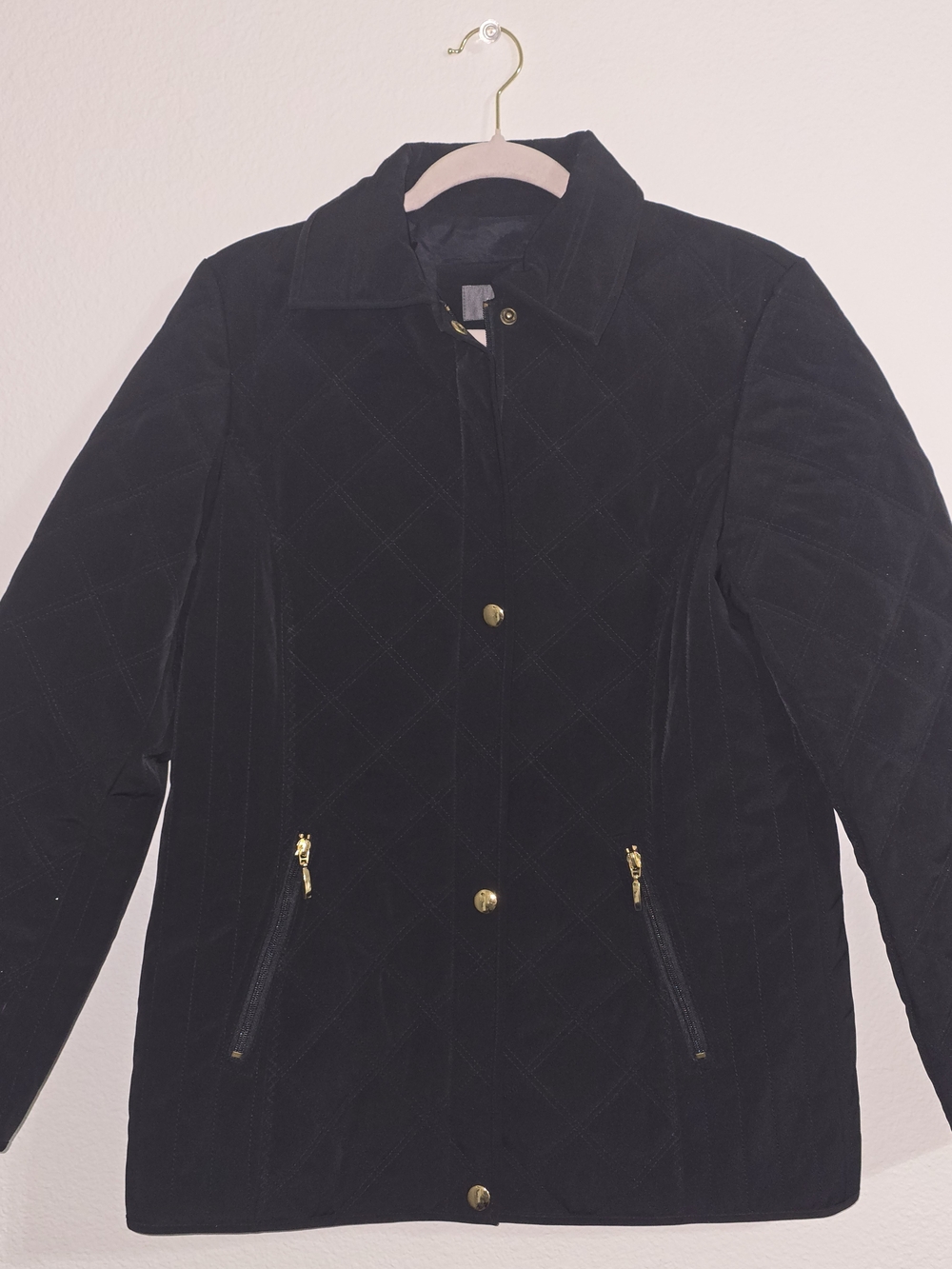 Liz Claiborne Black Quilted Jacket with Gold Hardware